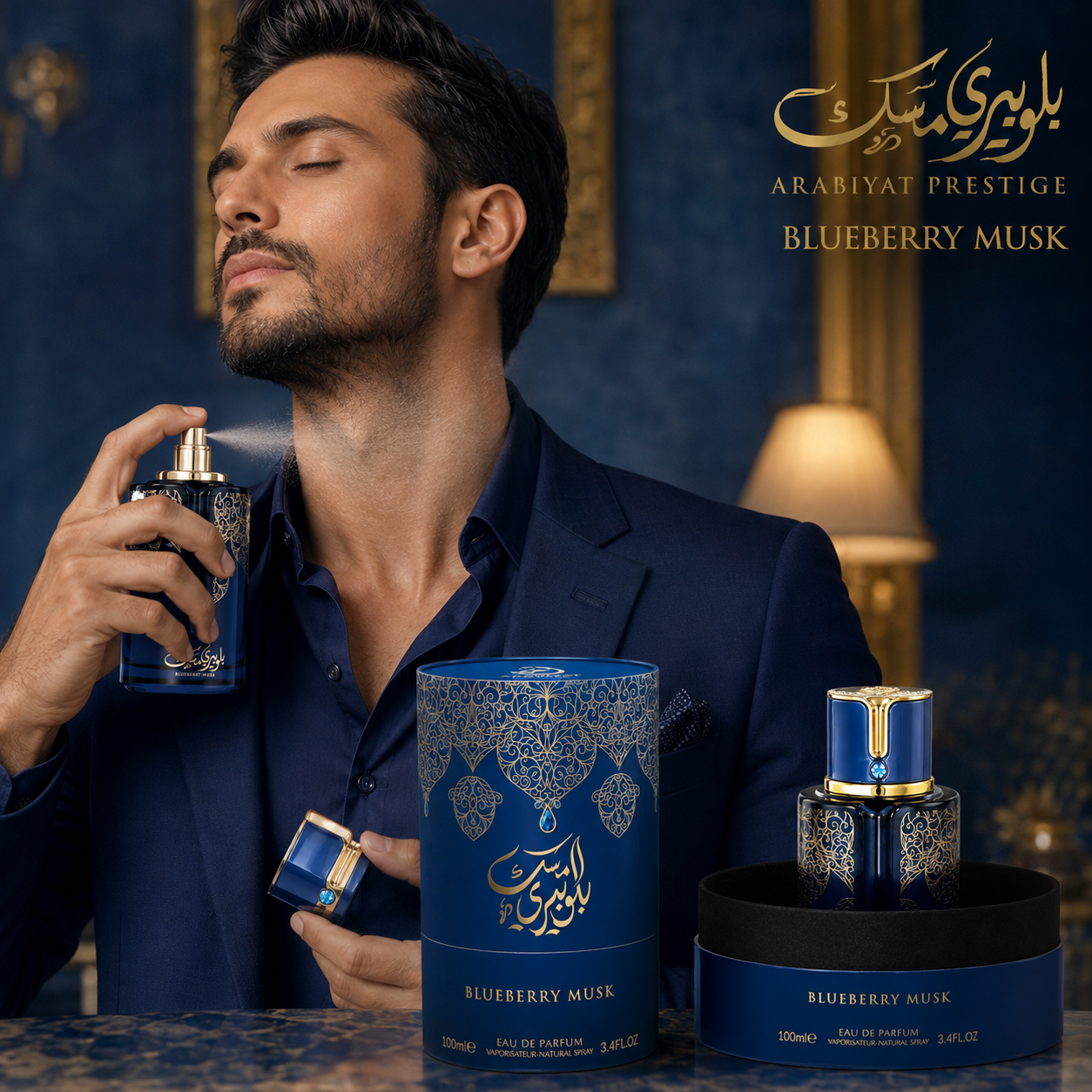 Arabiyat Prestige Blueberry Musk Eau de Parfum Spray For Unisex 3.4 Ounce