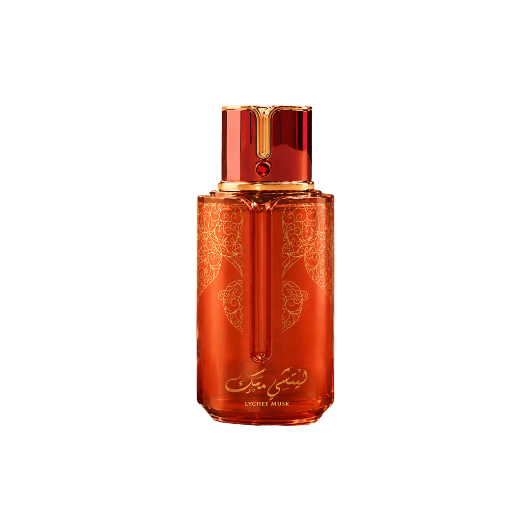 Front view of Arabiyat Prestige Lychee Musk 3.4 oz Eau de Parfum bottle