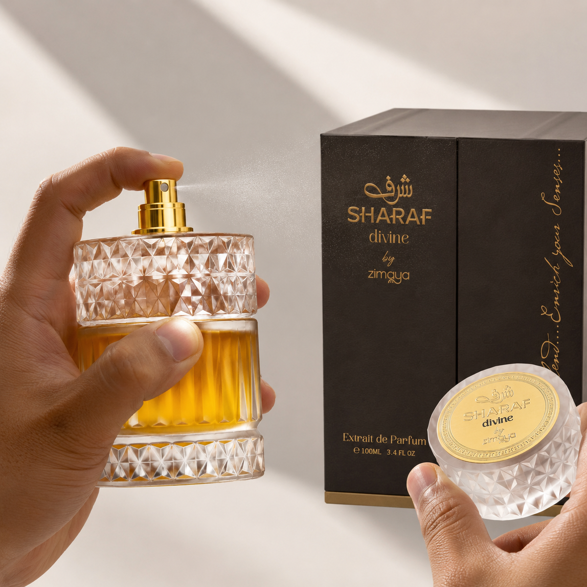 Afnan Zimaya Sharaf Divine fragrance notes with Bergamot, Cinnamon, Caramel, Tonka Bean and Cognac