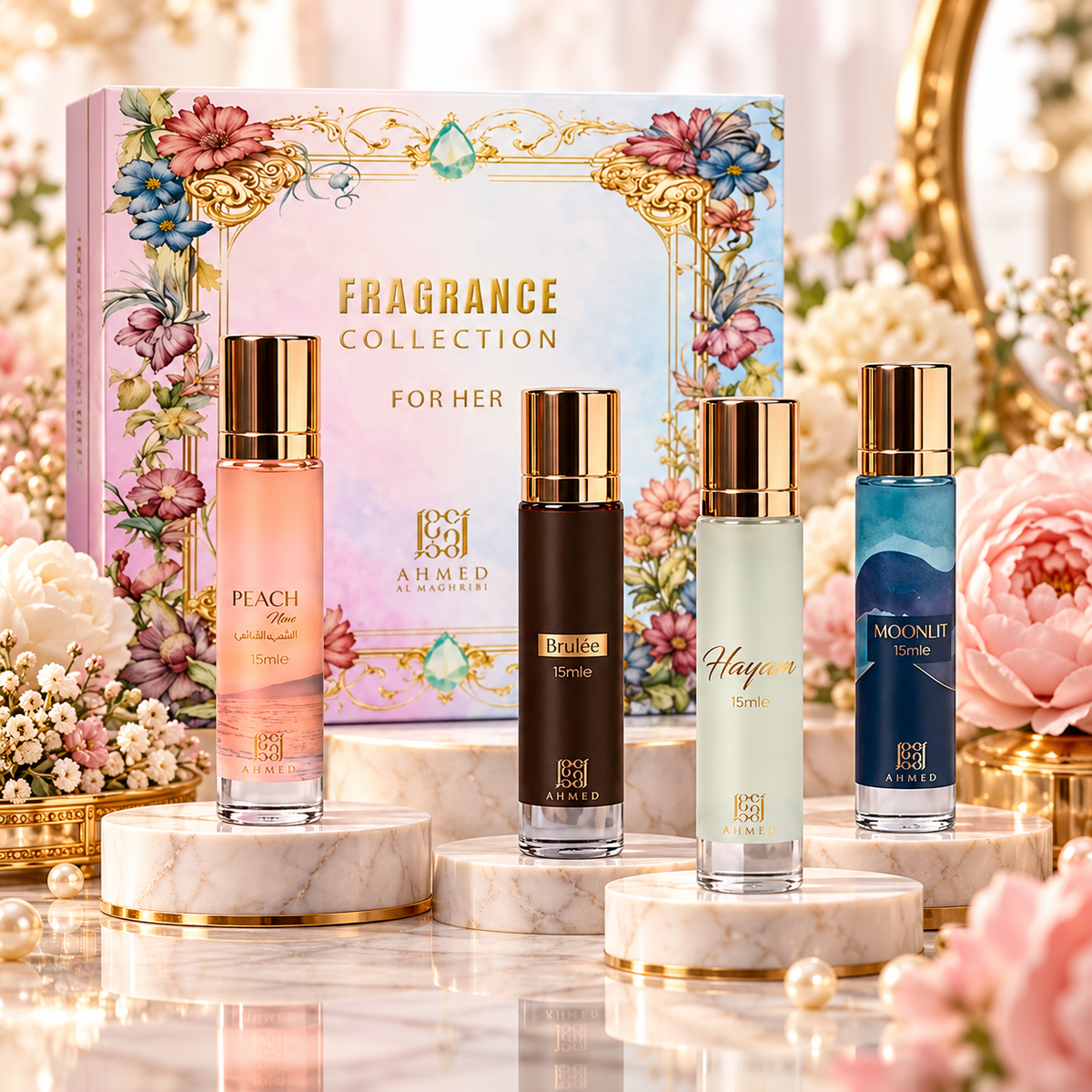 Ahmed Al Maghribi Brulee, Peachy Peach, Moonlit & Hayana Gift Set for Women, image 5