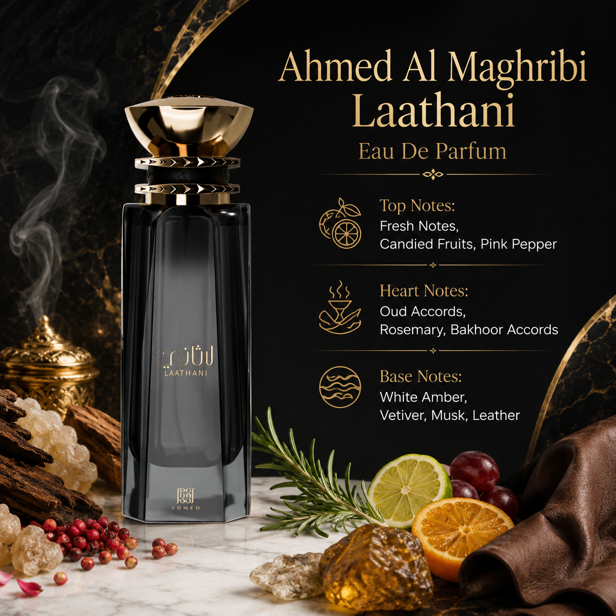 Ahmed Al Maghribi Laathani Extrait de Parfum Spray for Unisex, 2.7 Ounce
