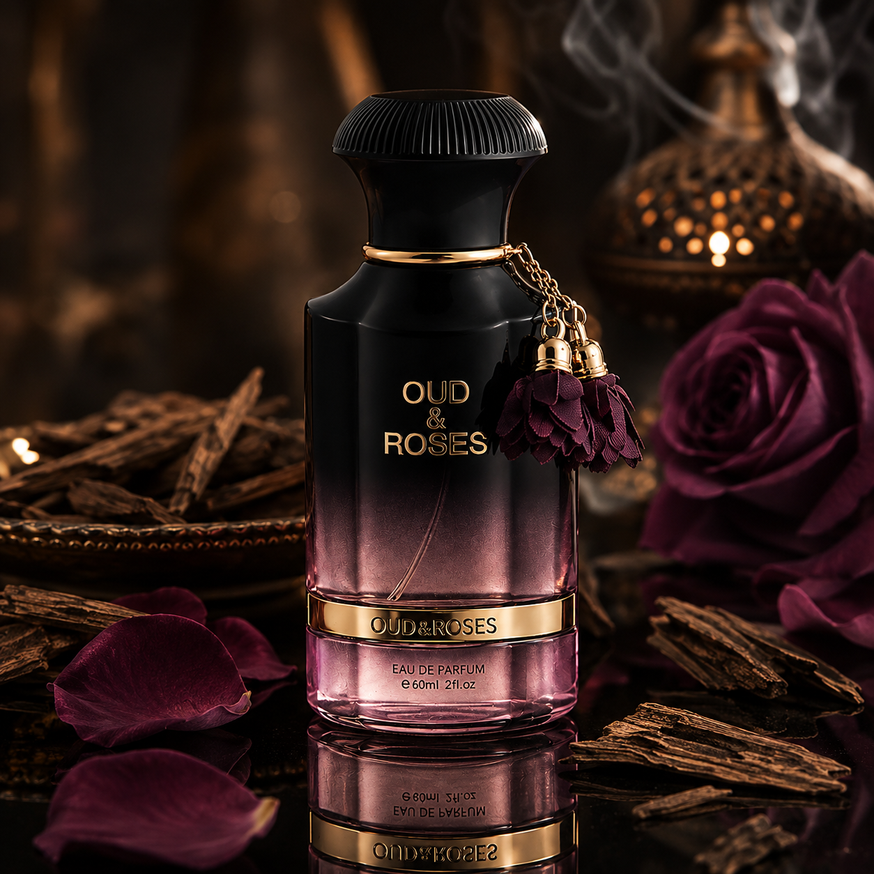 Ahmed Al Maghribi Oud & Roses Extrait de Parfum Spray for Unisex 2.0 Ounce