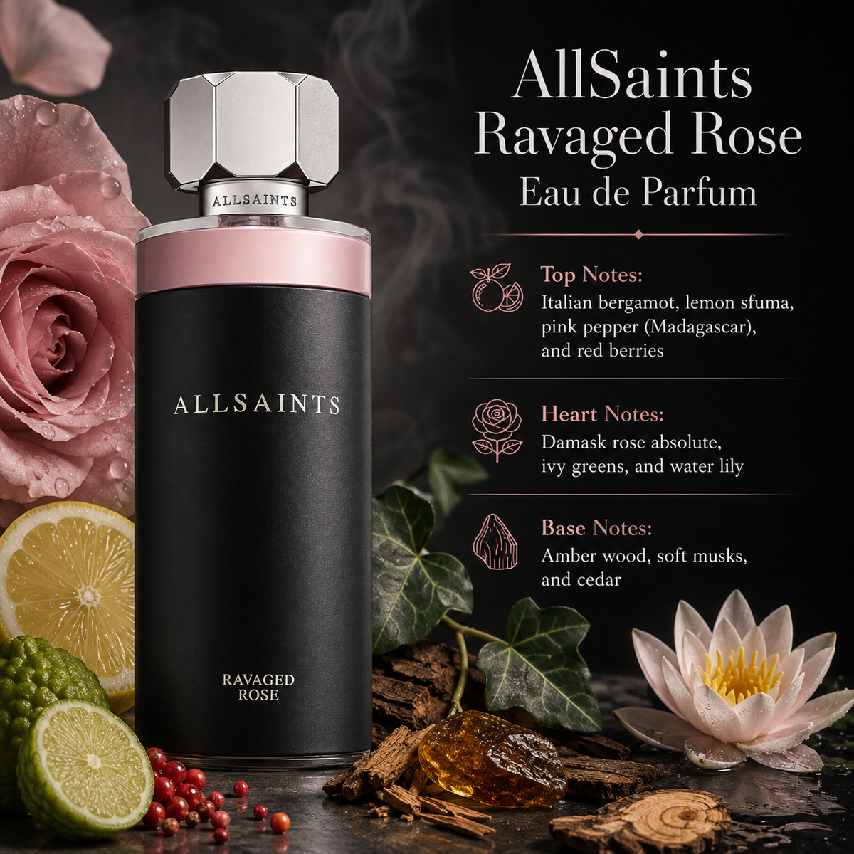 AllSaints Ravaged Rose Eau de Parfum Spray For Unisex 3.4 Ounce