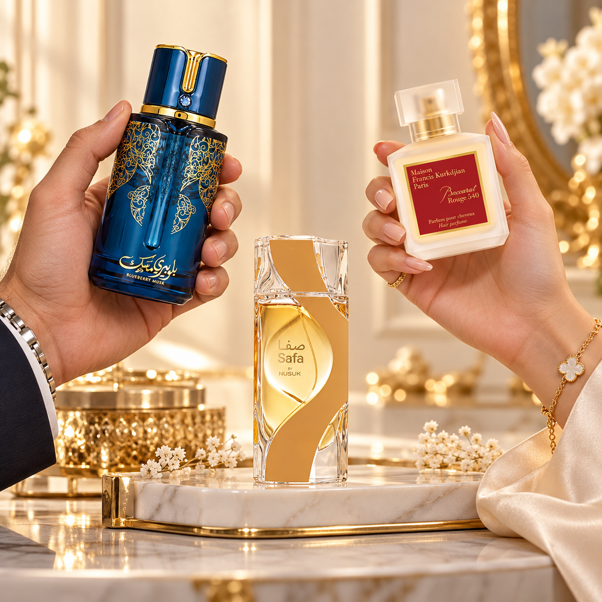 Arabiyat Prestige Blueberry Musk + Baccarat Rouge White + Nusuk Safa 3-Piece Fragrance Bundle for Unisex