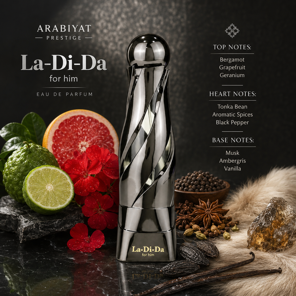 Arabiyat Prestige La Di Da For Him Eau de Parfum Spray For Men 3.4 Ounce
