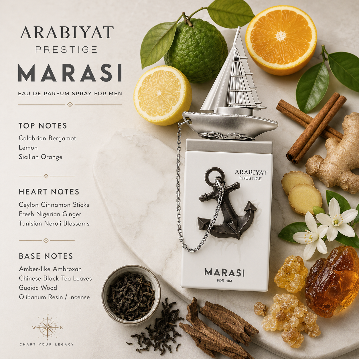 Arabiyat Prestige Marasi Eau de Parfum Spray For Men 3.4 Ounce