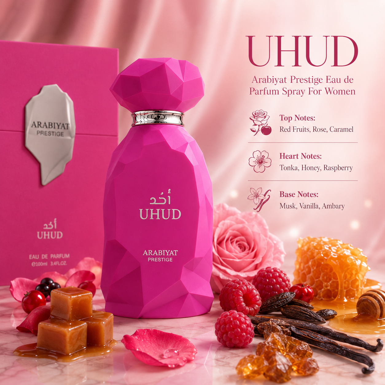 Arabiyat Prestige Uhud Eau de Parfum Spray For Women 3.4 Ounce