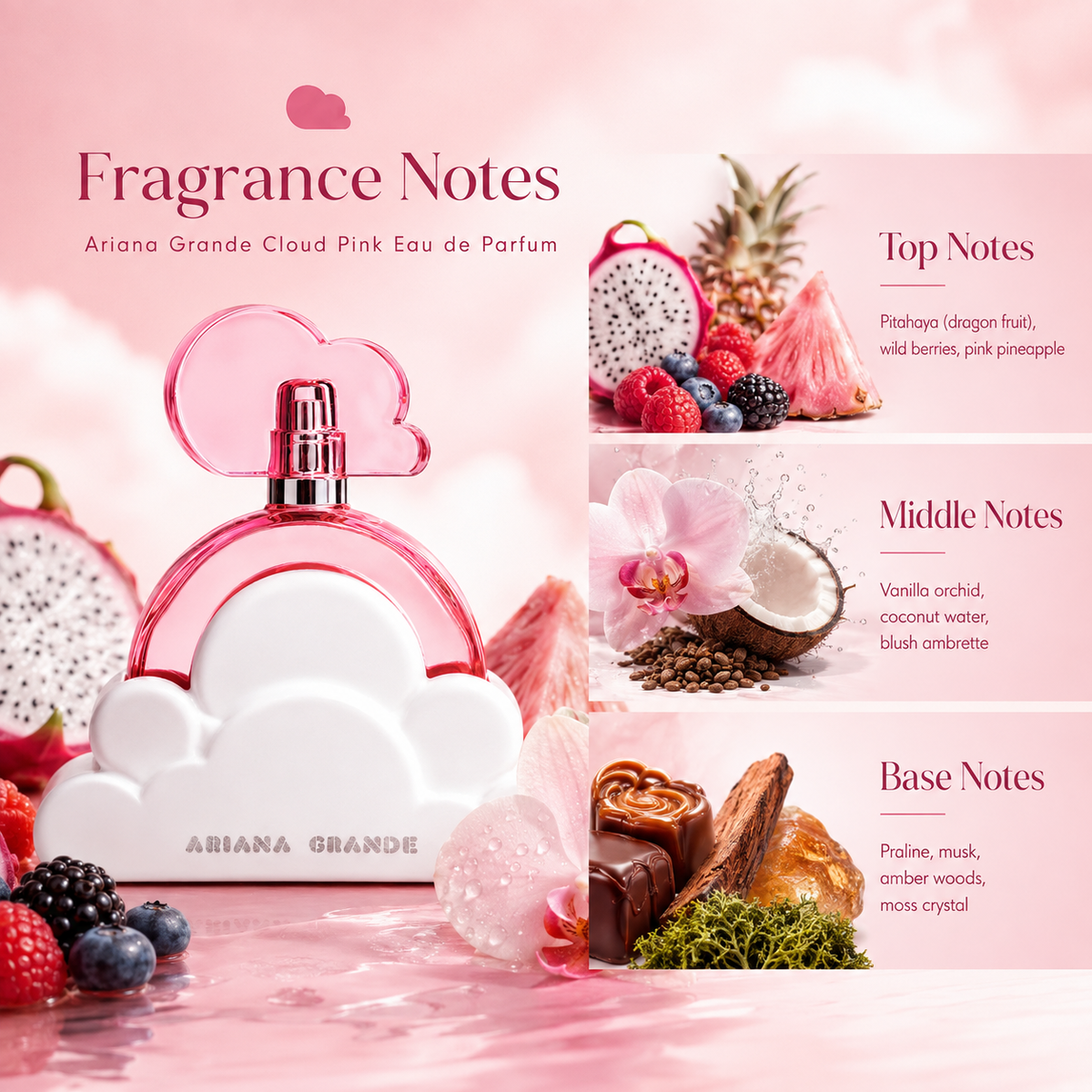 Ariana Grande Cloud Pink Eau de Parfum for Women 3.4 Ounce