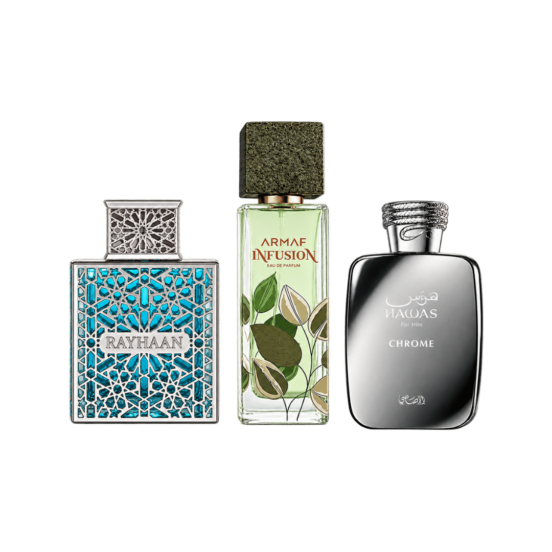 Armaf Infusion + Hawas Chrome + Rayhaan Aquatica 3-Piece Fragrance Bundle for Men