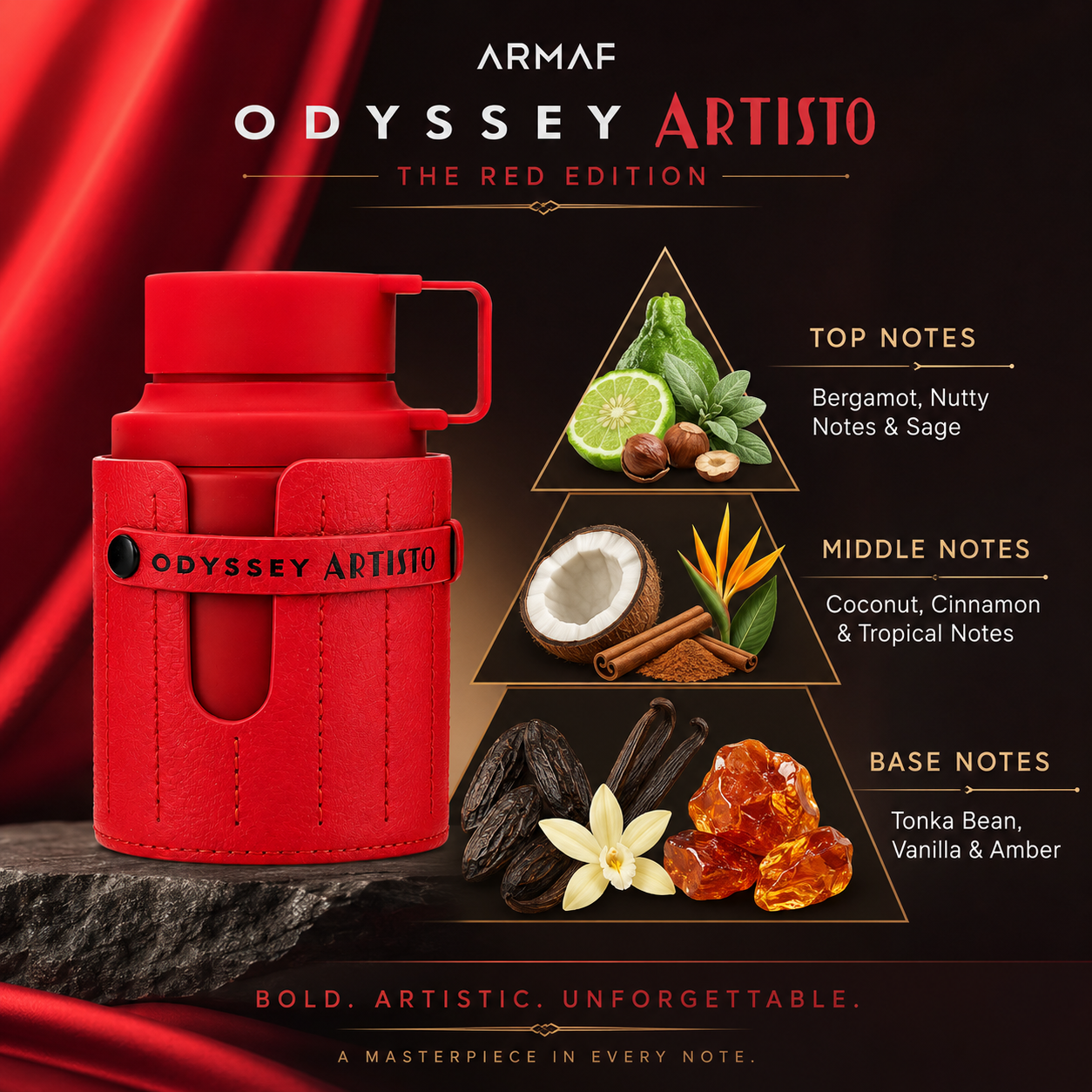 Armaf Odyssey Artisto The Red Edition Eau de Parfum Spray for Unisex 3.40 Ounce