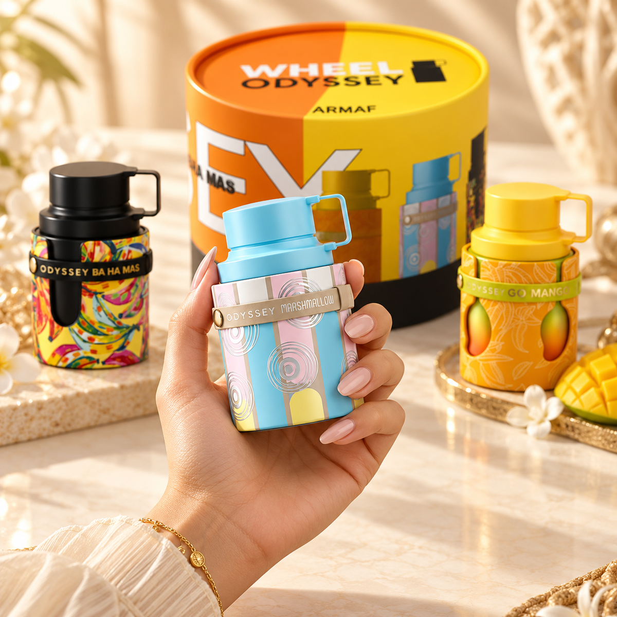 Armaf Odyssey Wheel of Odyssey Ba Ha Mas, Go Mango & Marshmallow 3-Piece Gift Set for Unisex
