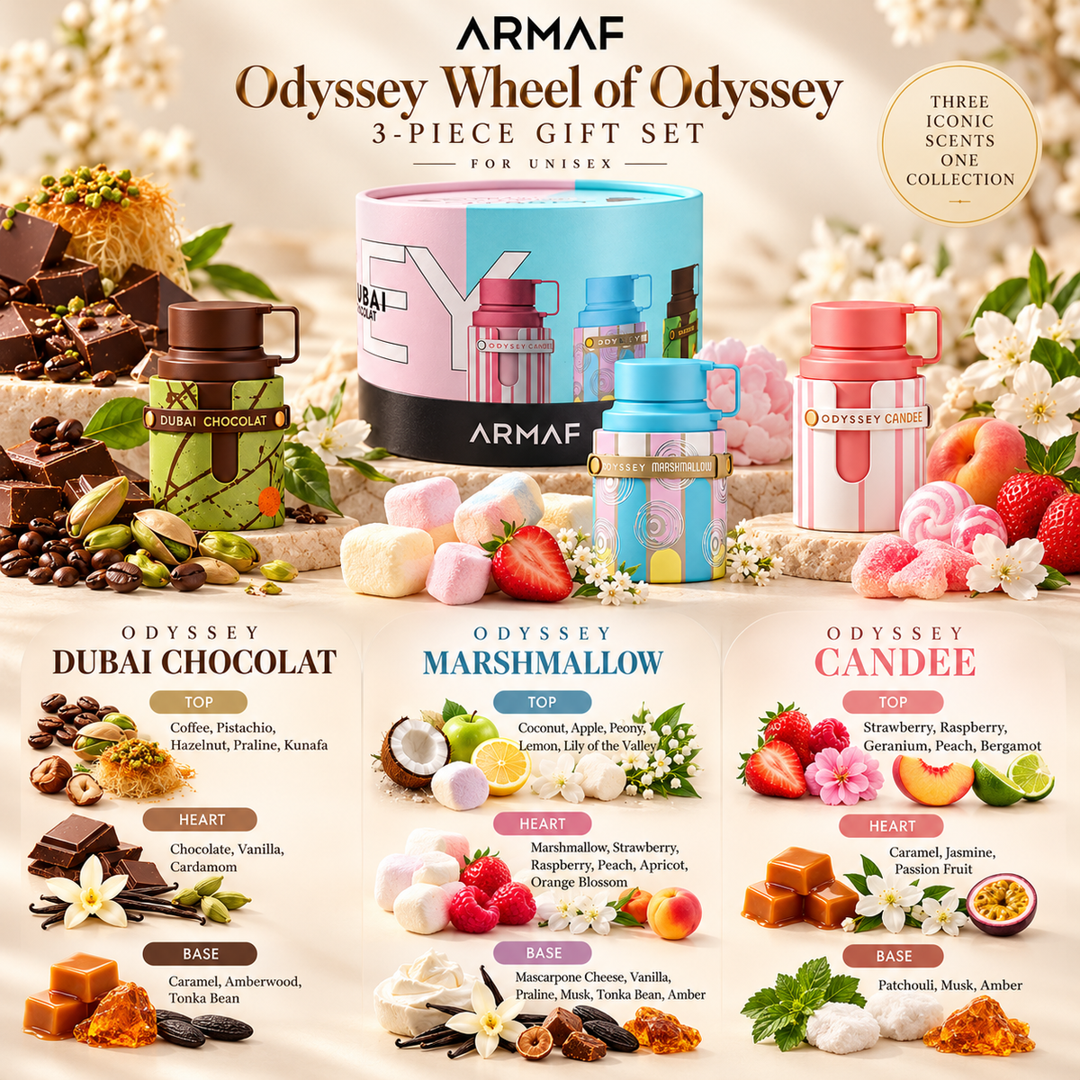 Armaf Wheel of Odyssey Candee, Marshmallow & Dubai Chocolat Gift Set for Unisex, image 5