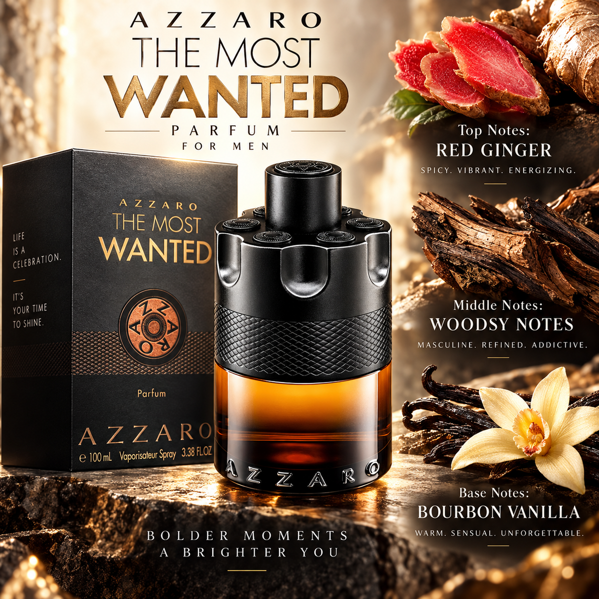 Azzaro The Most Wanted Parfum for Men, 3.4 Ounce