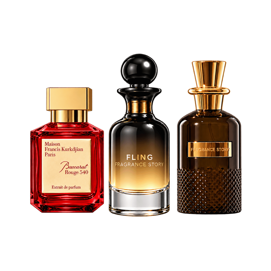 Baccarat Rouge Red + Fragrance Story Fling + Fragrance Story Only One 3-Piece Fragrance Bundle for Men