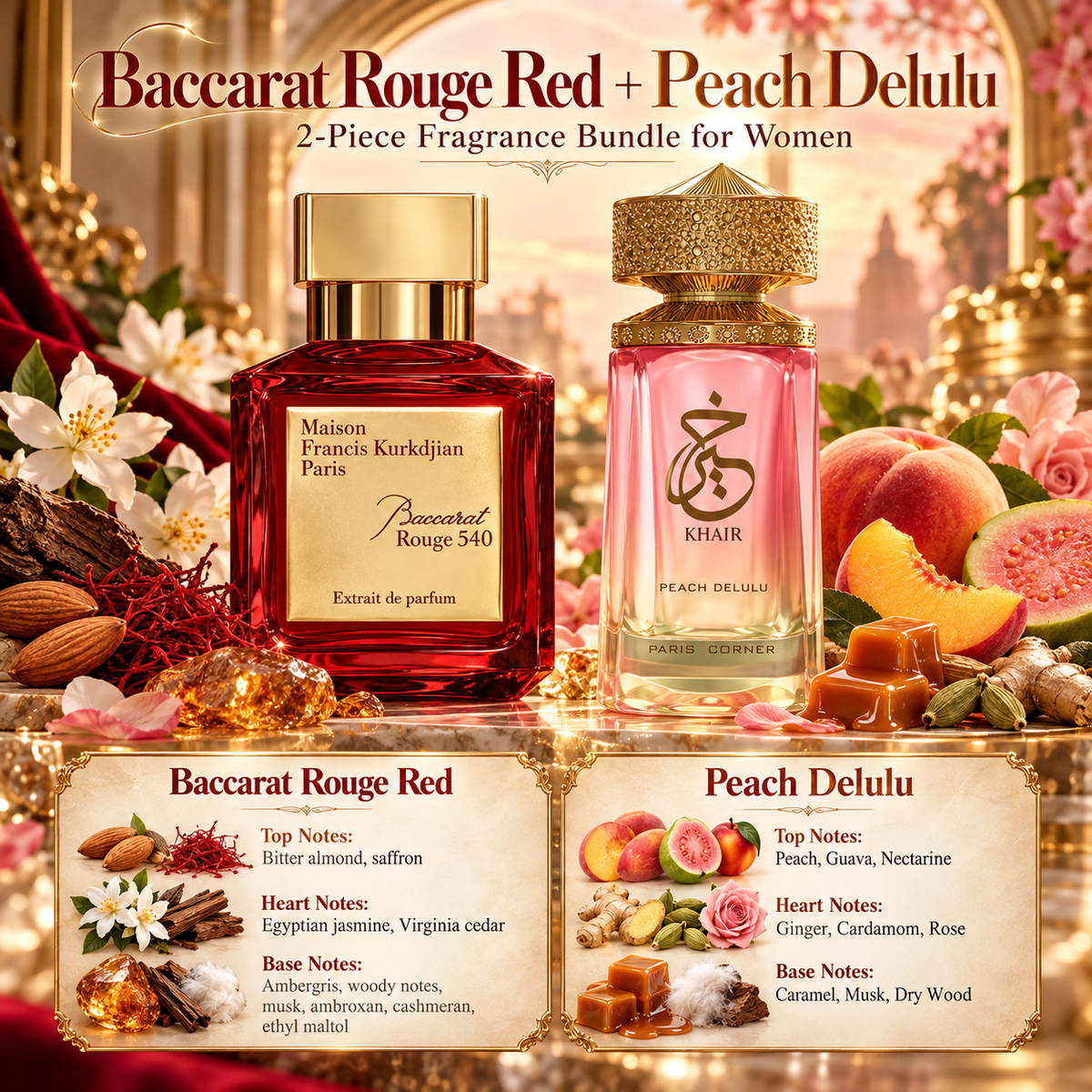 Baccarat Rouge Red & Peach Delulu Bundle for Women, image 4