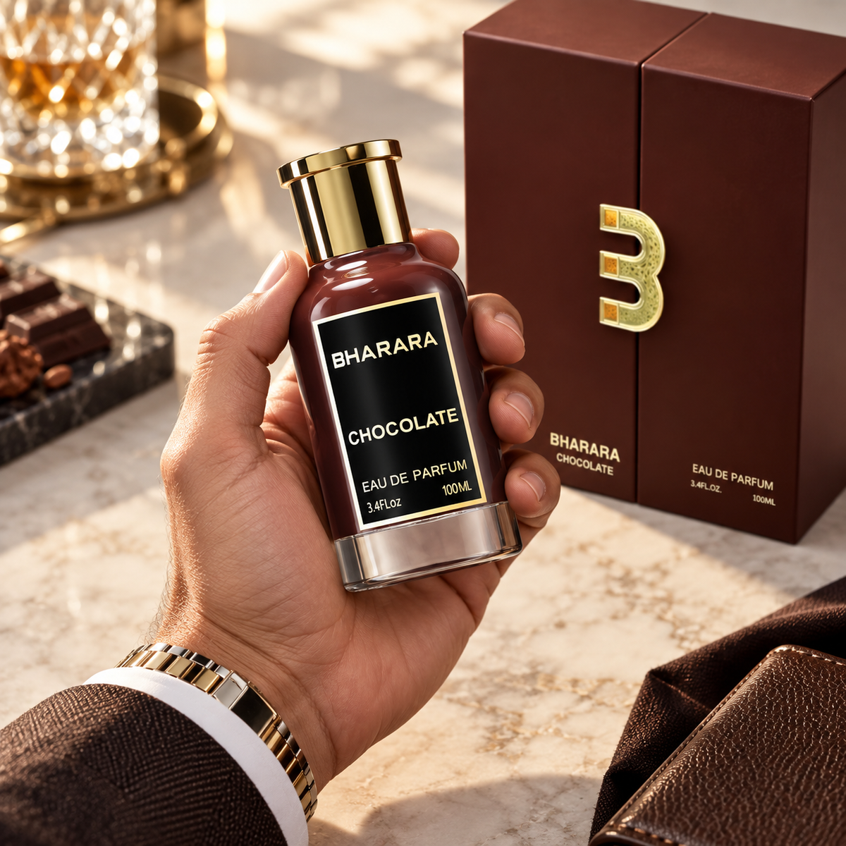 Bharara Chocolate Eau de Parfum for Unisex, 3.4 Ounce