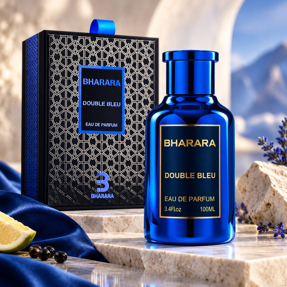Bharara Double Bleu Eau de Parfum for Men, 3.4 Ounce
