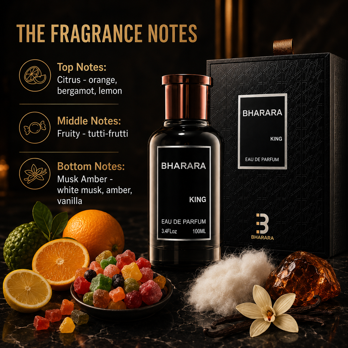 Bharara King For Men Eau de Parfum Spray, 3.4 Ounce
