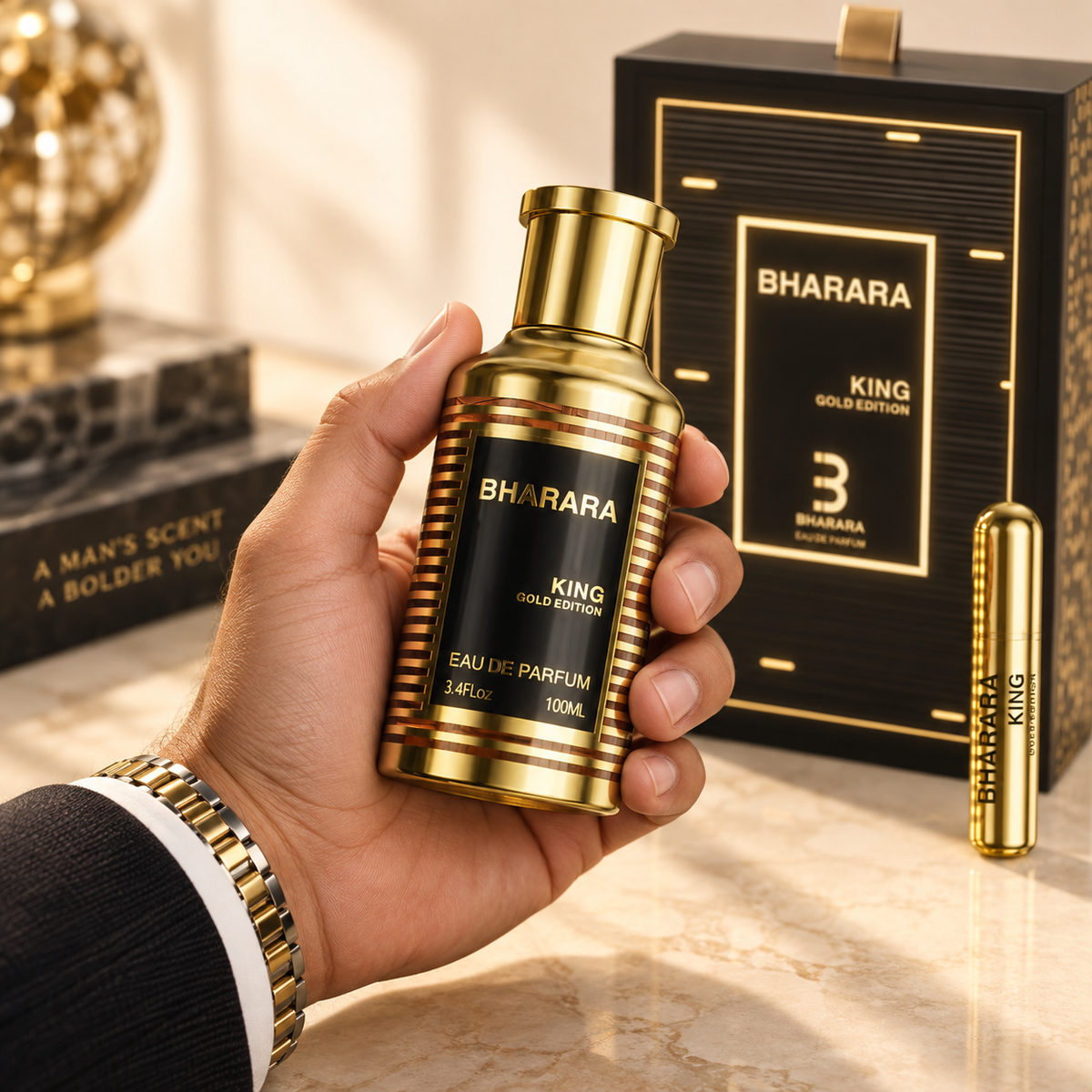Bharara King Gold Edition Eau de Parfum for Men, 3.4 Ounce