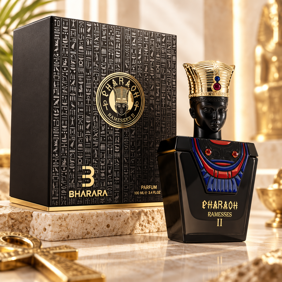 Bharara Pharaoh Ramesses II Parfum for Men, 3.4 Ounce