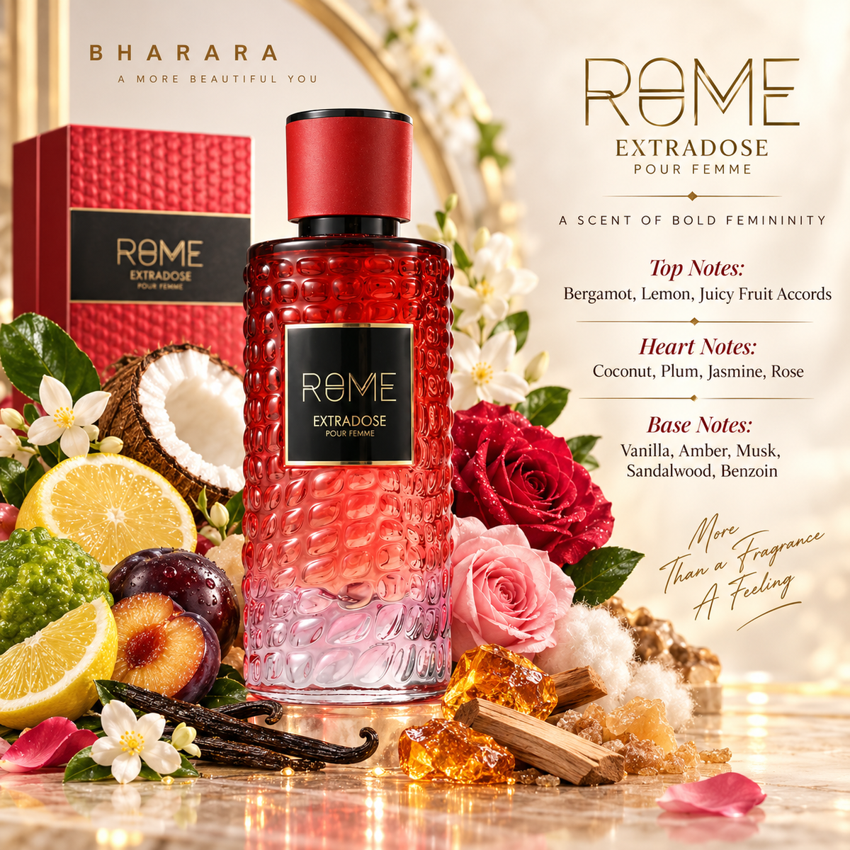 Bharara Rome Extradose Pour Femme Eau de Parfum for Women, 3.4 Ounce