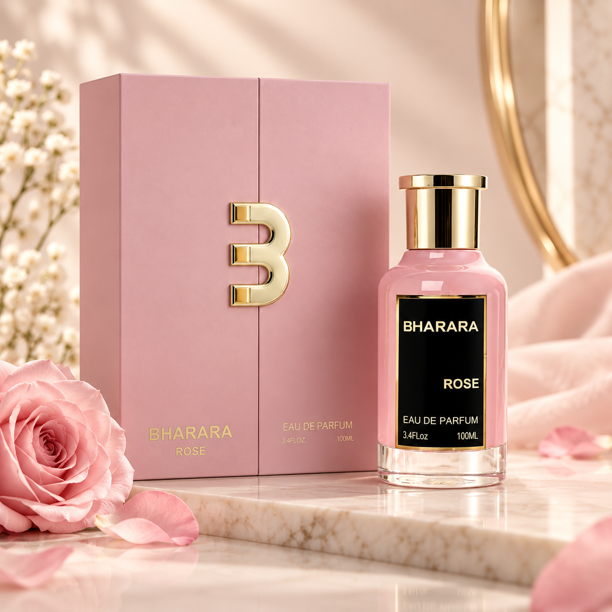 Bharara Rose Eau de Parfum for Women, 3.4 Ounce