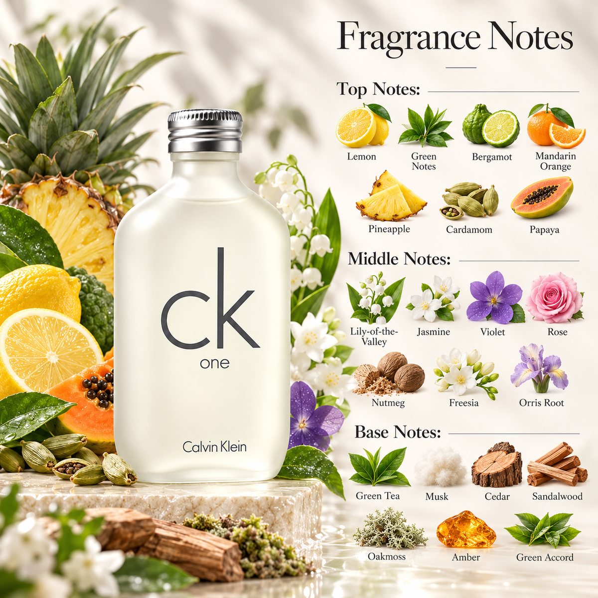 Calvin Klein CK One Eau de Toilette for Unisex 3.4 Ounce