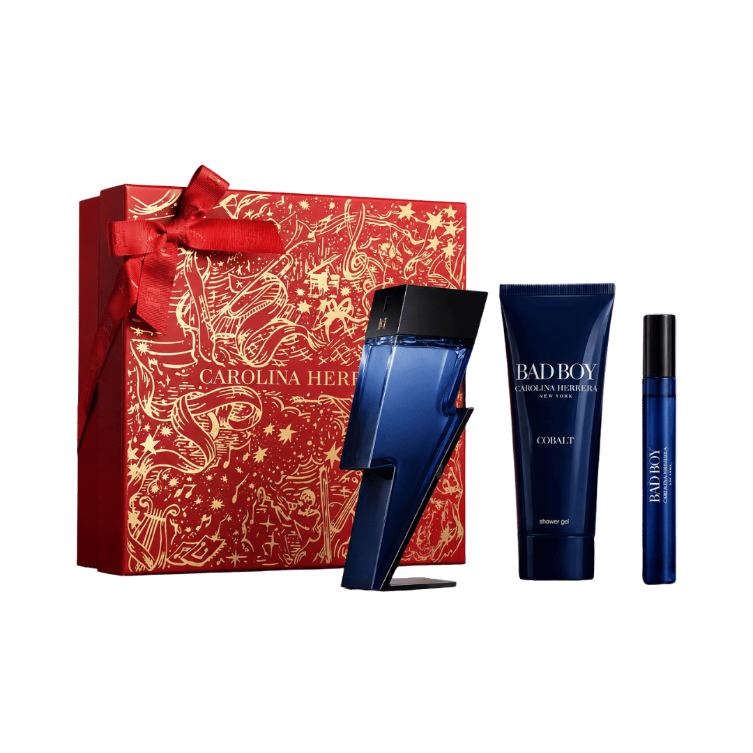 Carolina Herrera Bad Boy Cobalt 3-Piece Gift Set for Men (Full-Size Shower Gel Edition)