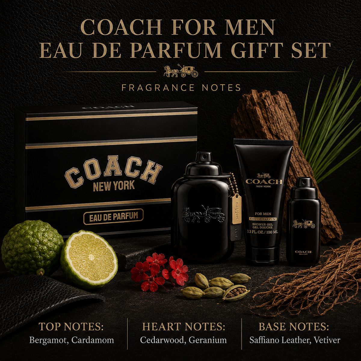 Coach Black 2-Piece Gift Set for Men