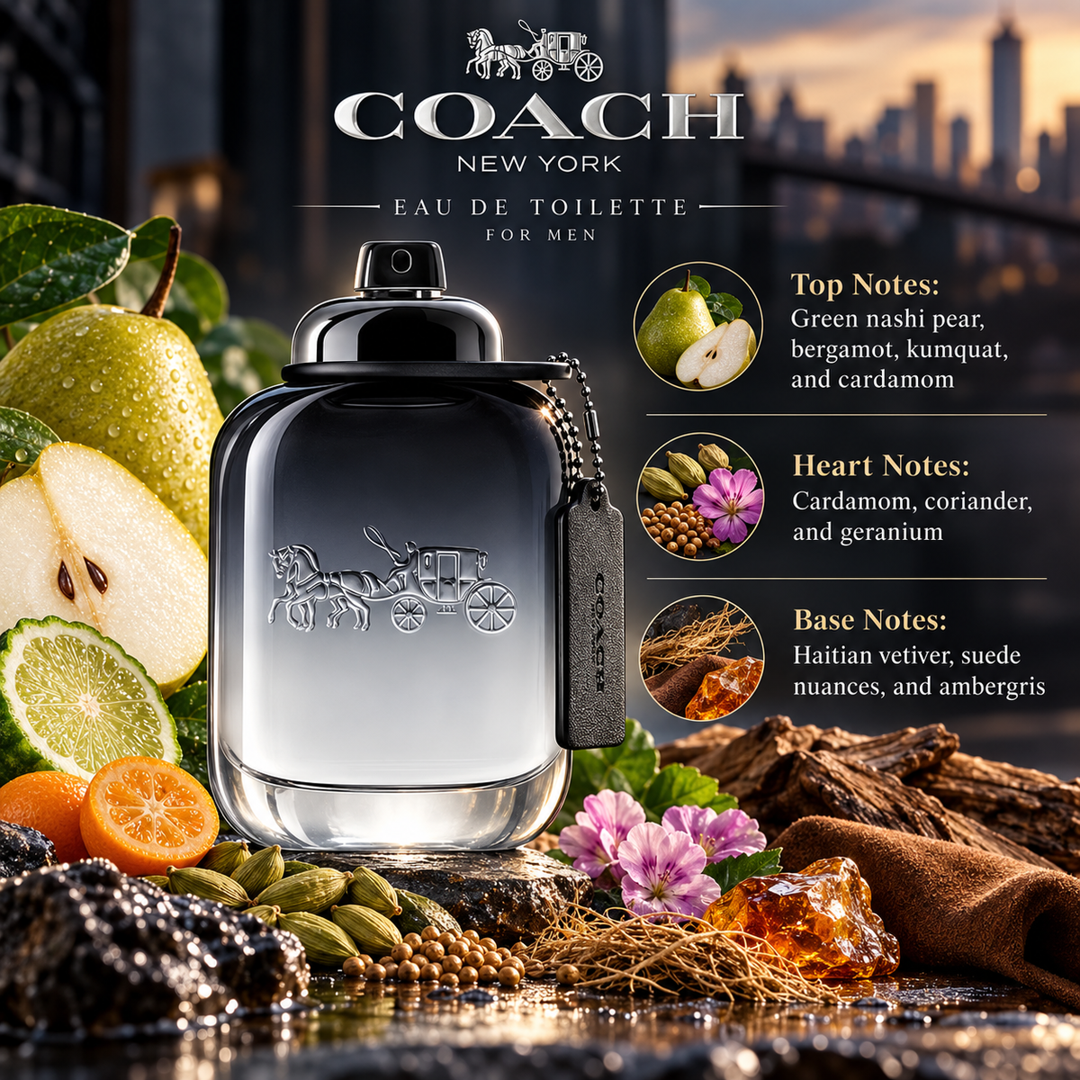 Coach New York Eau de Toilette for Men 3.4 Ounce