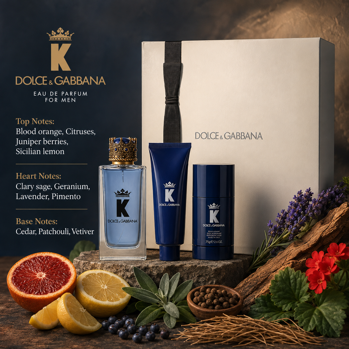 Dolce & Gabbana K 3-Piece Gift Set for Men (Eau de Parfum)