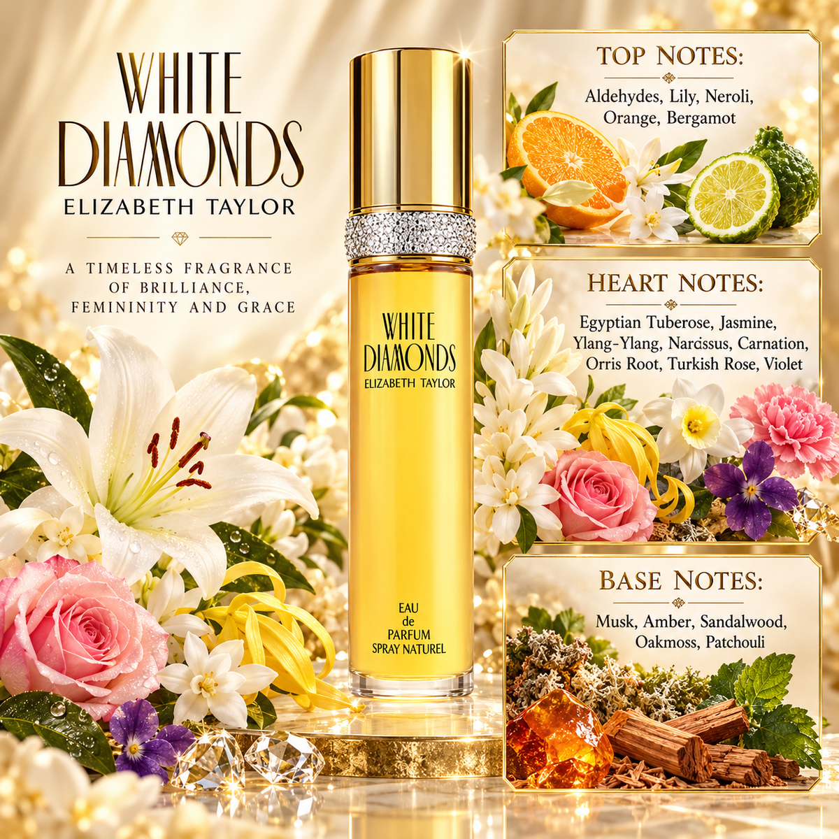 Elizabeth Taylor White Diamonds Eau de Parfum for Women 1.7 Ounce