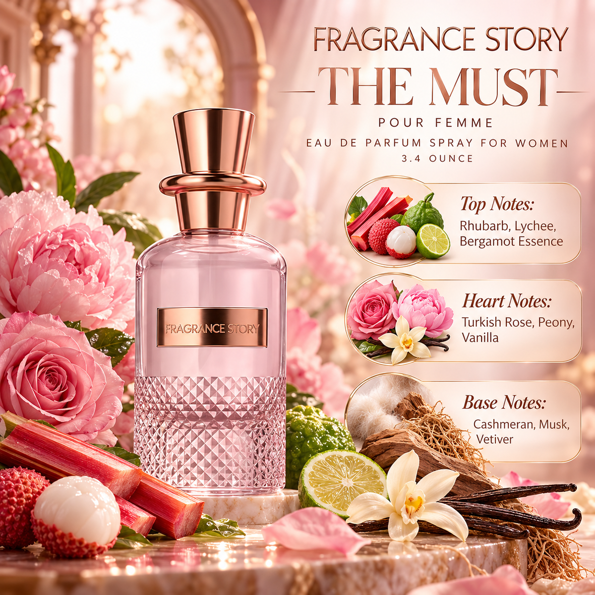 Fragrance Story The Must Pour Femme Eau de Parfum Spray For Women 3.4 Ounce