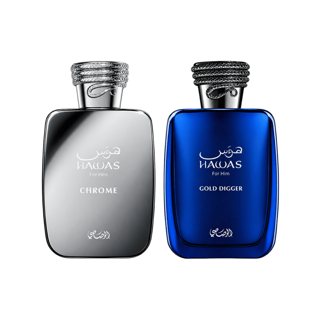 Hawas Chrome + Hawas Gold Digger 2-Piece Fragrance Bundle for Men