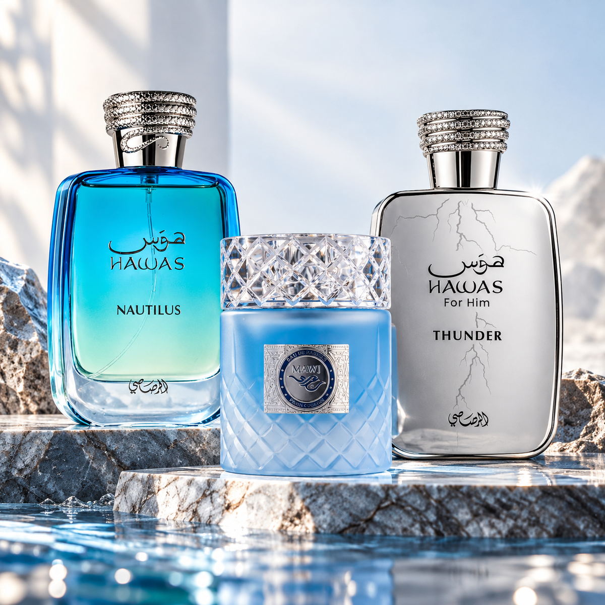 Hawas Nautilus + Hawas Thunder + MAWJ Moscow Mule 3-Piece Fragrance Bundle for Men