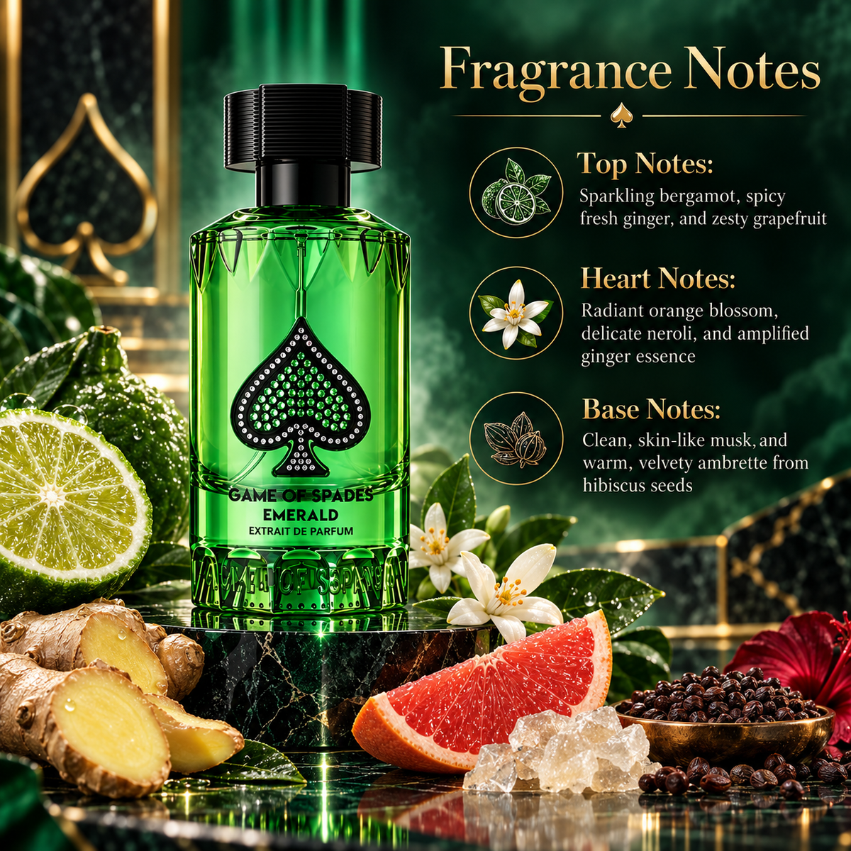 Jo Milano Game of Spades Emerald Extrait de Parfum for Unisex 3.0 Ounce