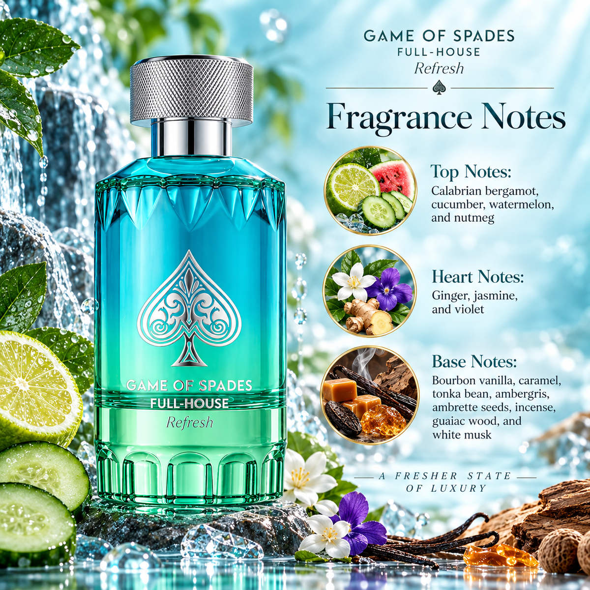Jo Milano Game of Spades Full House Refresh Parfum for Unisex 3.4 Ounce