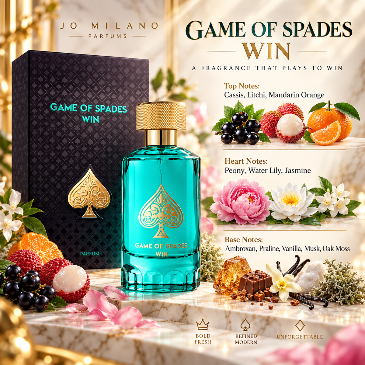 Jo Milano Game of Spades Win Parfum for Women 3.4 Ounce