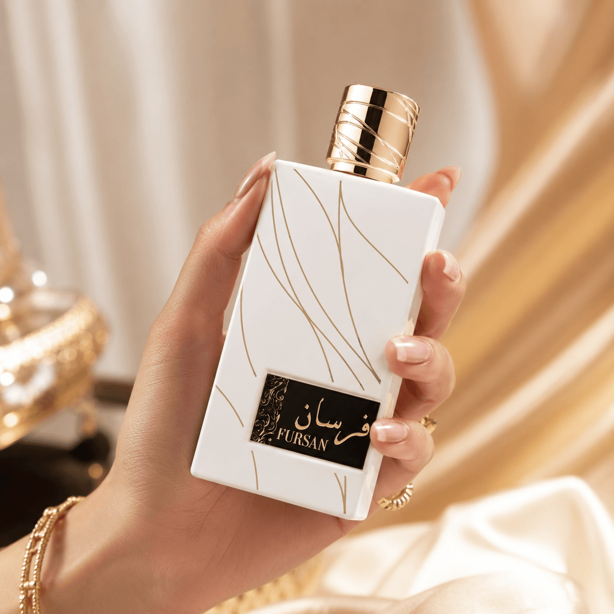 Khadlaj Fursan White women's perfume in a soft creamy floral fragrance setting