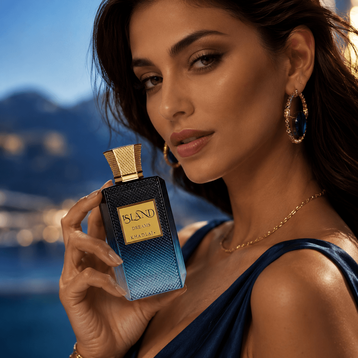 Khadlaj Island Dreams unisex perfume in a fresh citrus coastal fragrance setting