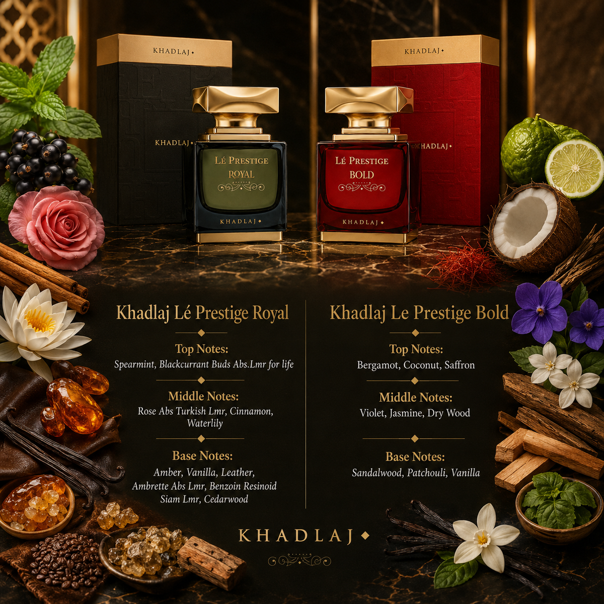 Khadlaj Le Prestige Bold & Lé Prestige Royal Fragrance Bundle for Unisex