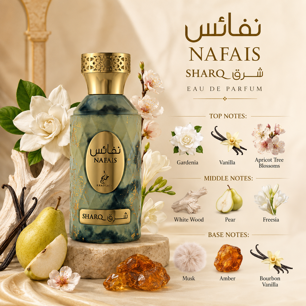 Khadlaj Nafais Sharq Eau de Parfum for Unisex 3.4 Ounce