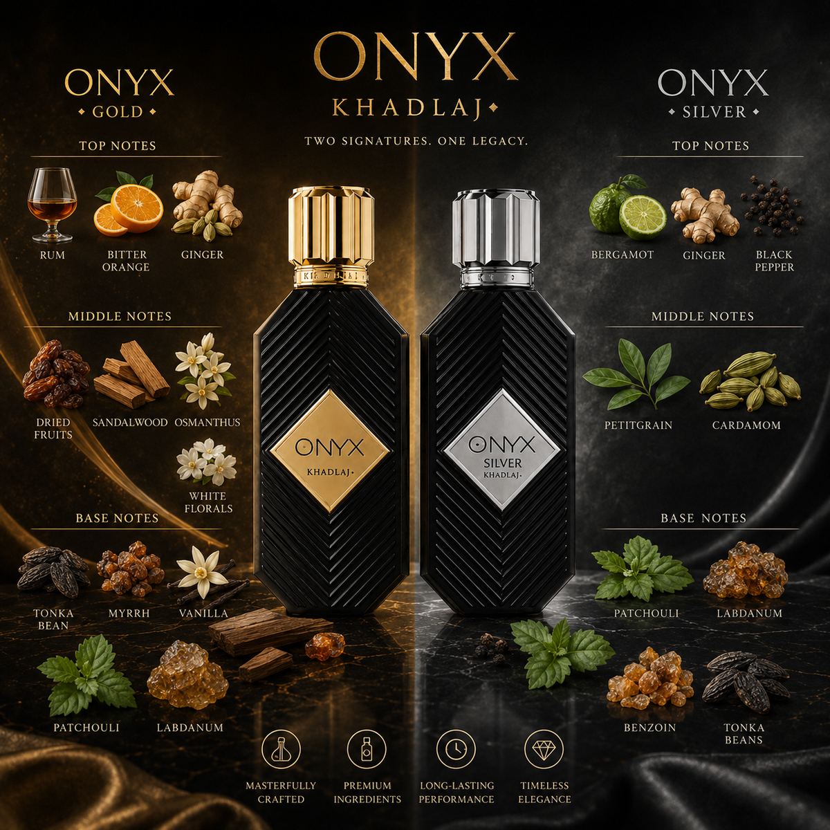 Khadlaj Onyx Gold & Onyx Silver Fragrance Bundle for Unisex