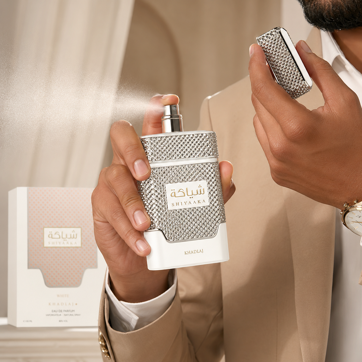 Khadlaj Shiyaaka White Eau de Parfum for Unisex 3.4 Ounce