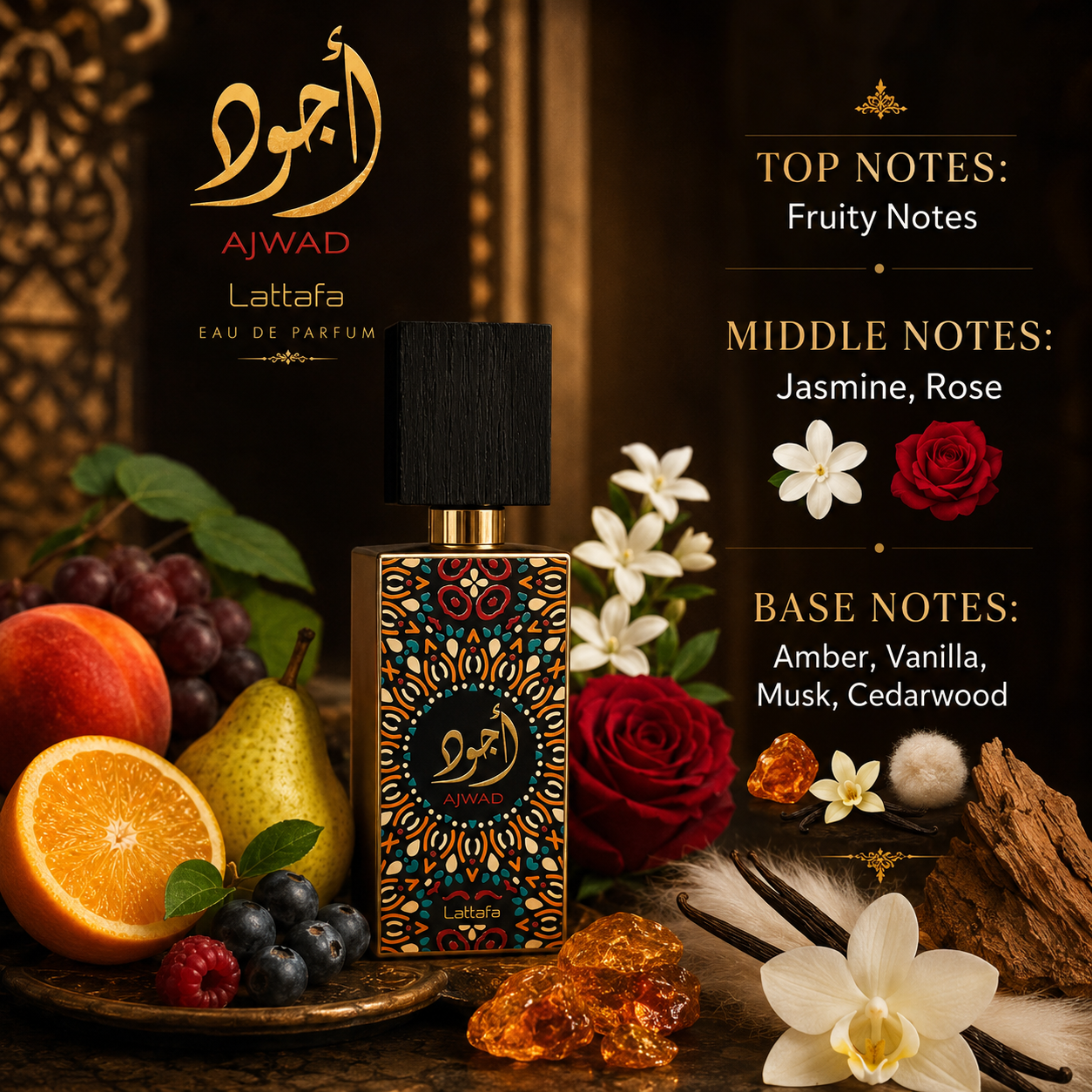 Lattafa Ajwad for Unisex Eau de Parfum Spray, 2.04 Ounce
