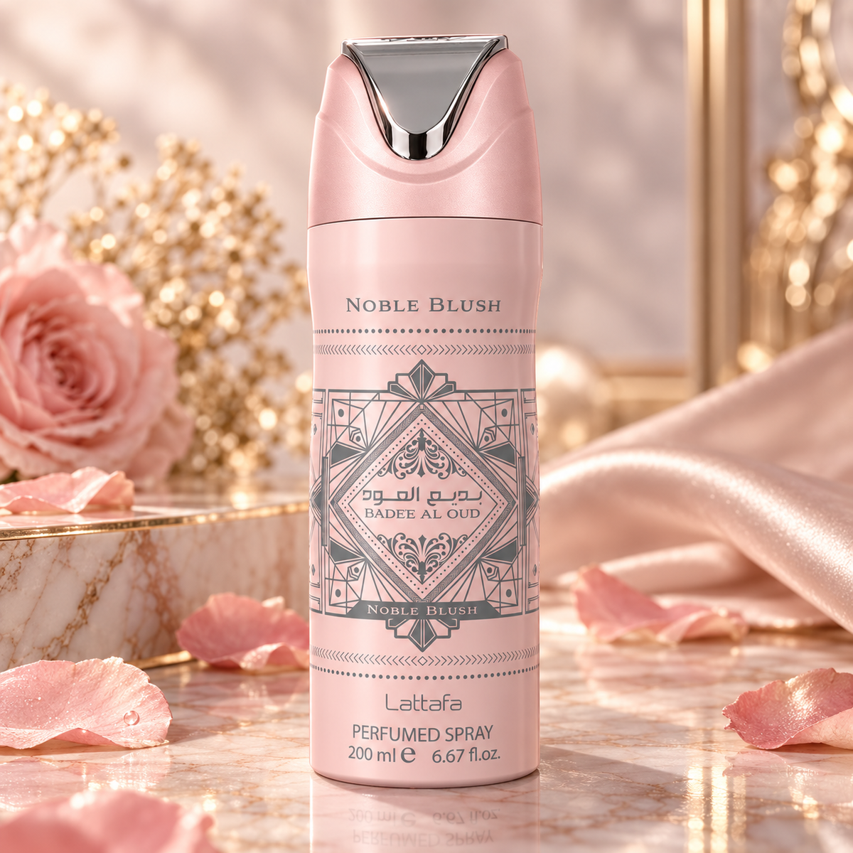 Lattafa Bade'e Al Oud Noble Blush Deodorant Spray for Women, 6.8 Ounce