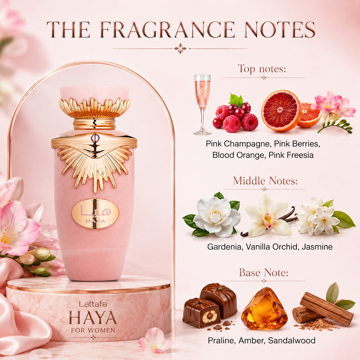 Lattafa Haya Eau de Parfum Spray for Women - 3.4 Ounce