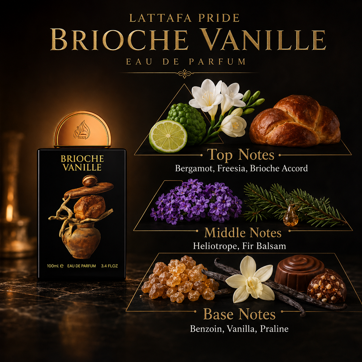 Lattafa Pride Brioche Vanille Eau de Parfum Spray for Unisex 3.4 Ounce