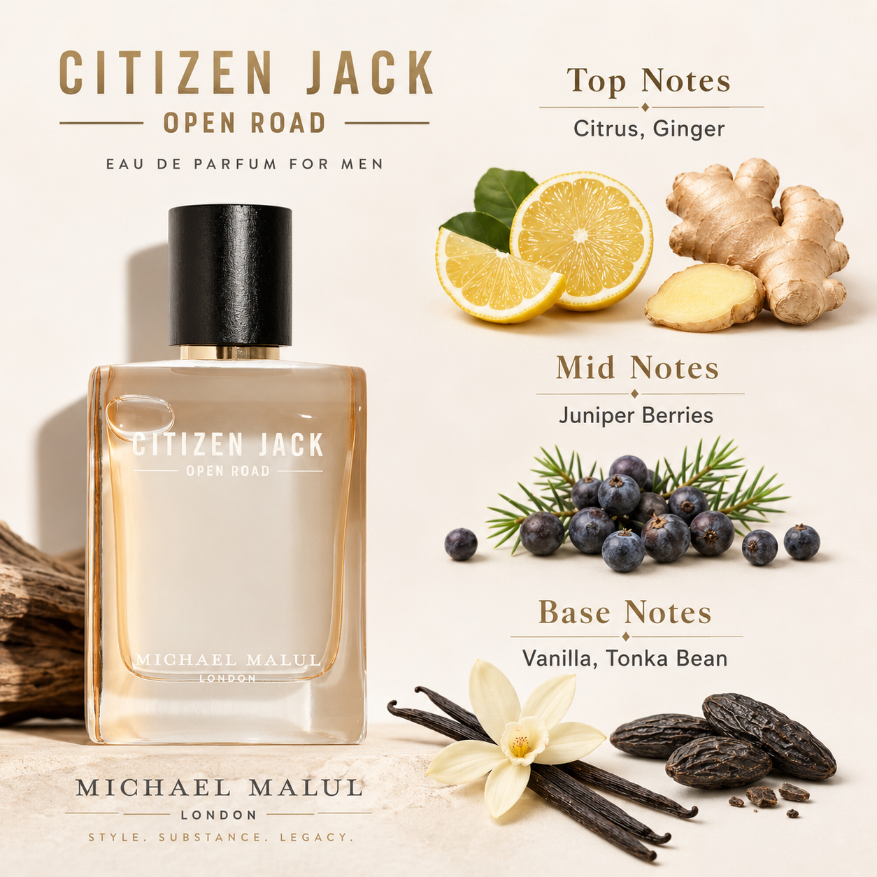 Michael Malul Citizen Jack Open Road Eau de Parfum for Men 3.4 Ounce