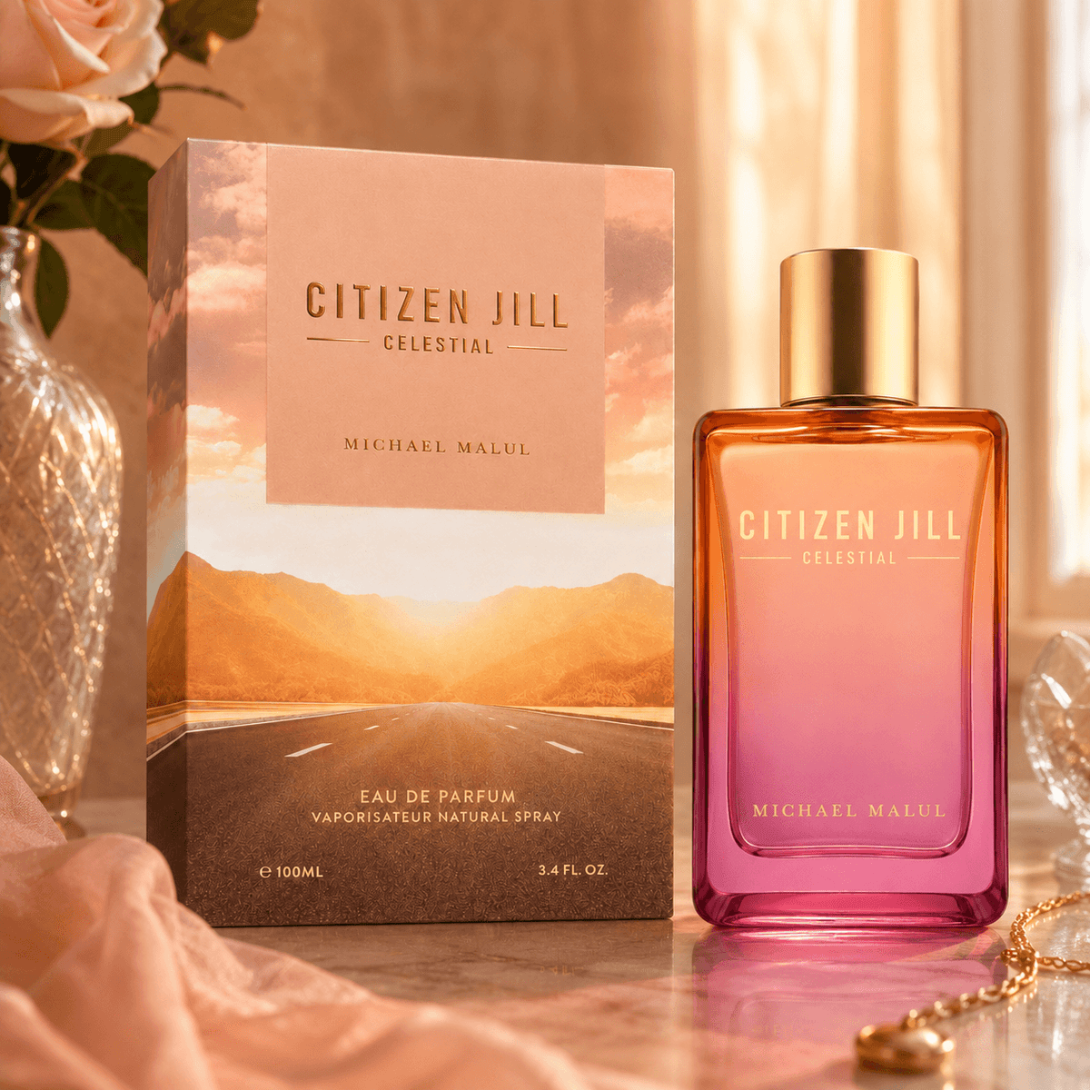 Michael Malul Citizen Jill Celestial Eau de Parfum in a soft elegant lifestyle display